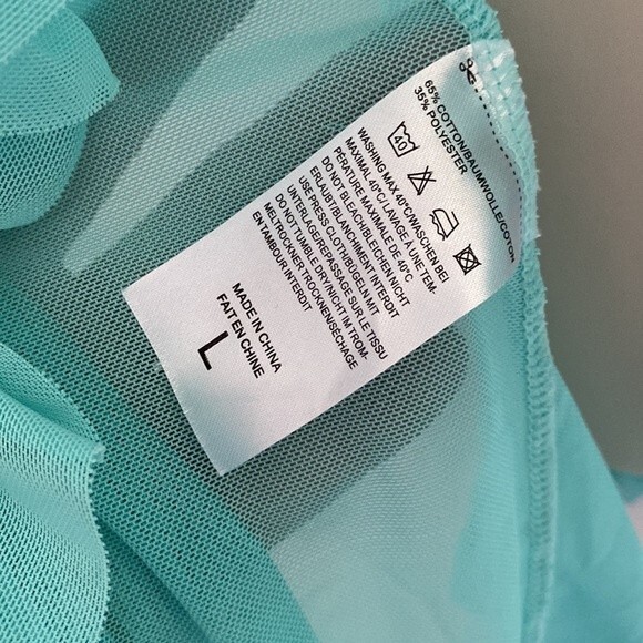 Halter top, 2 piece Teddy In Floral Sea Foam Lace & Mesh with satin bow & tie's - Picture 13 of 15